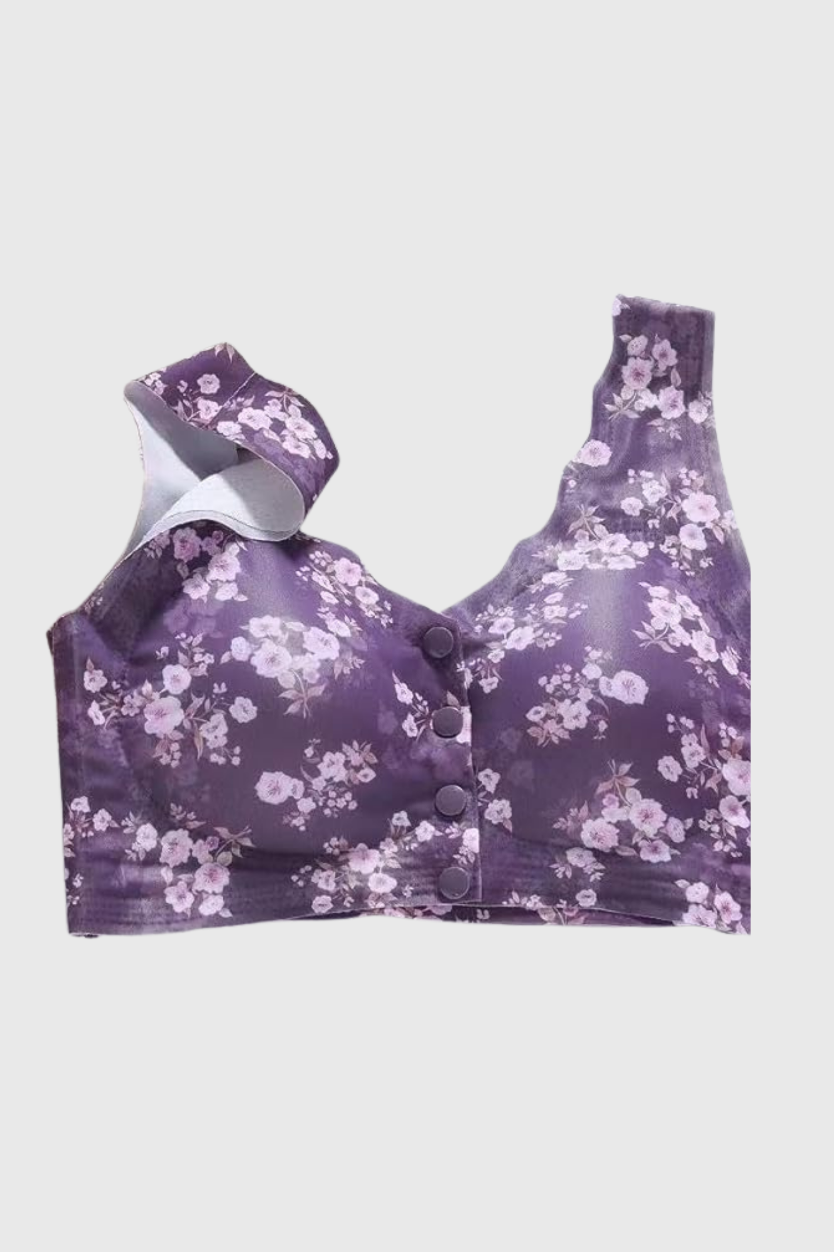 Front 4 Button Seamless Printed Bra