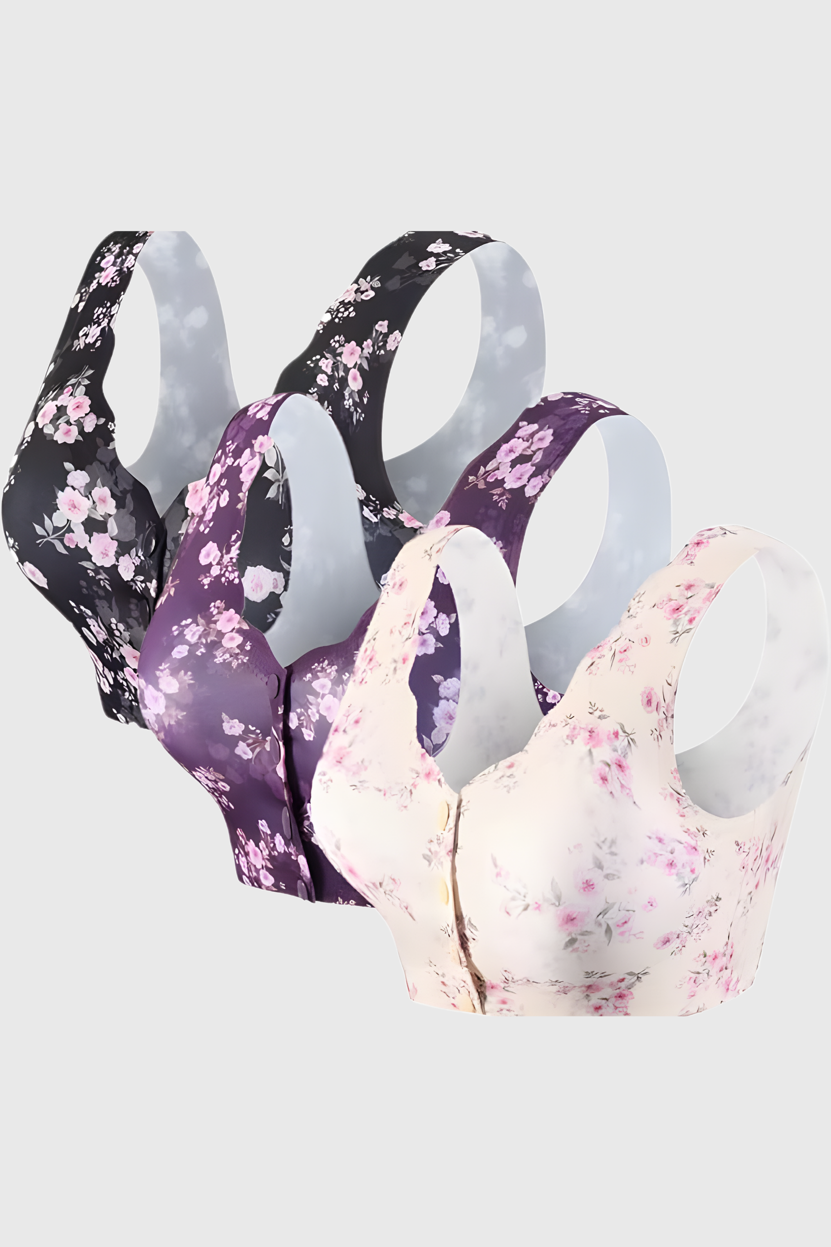 Front 4 Button Seamless Printed Bra