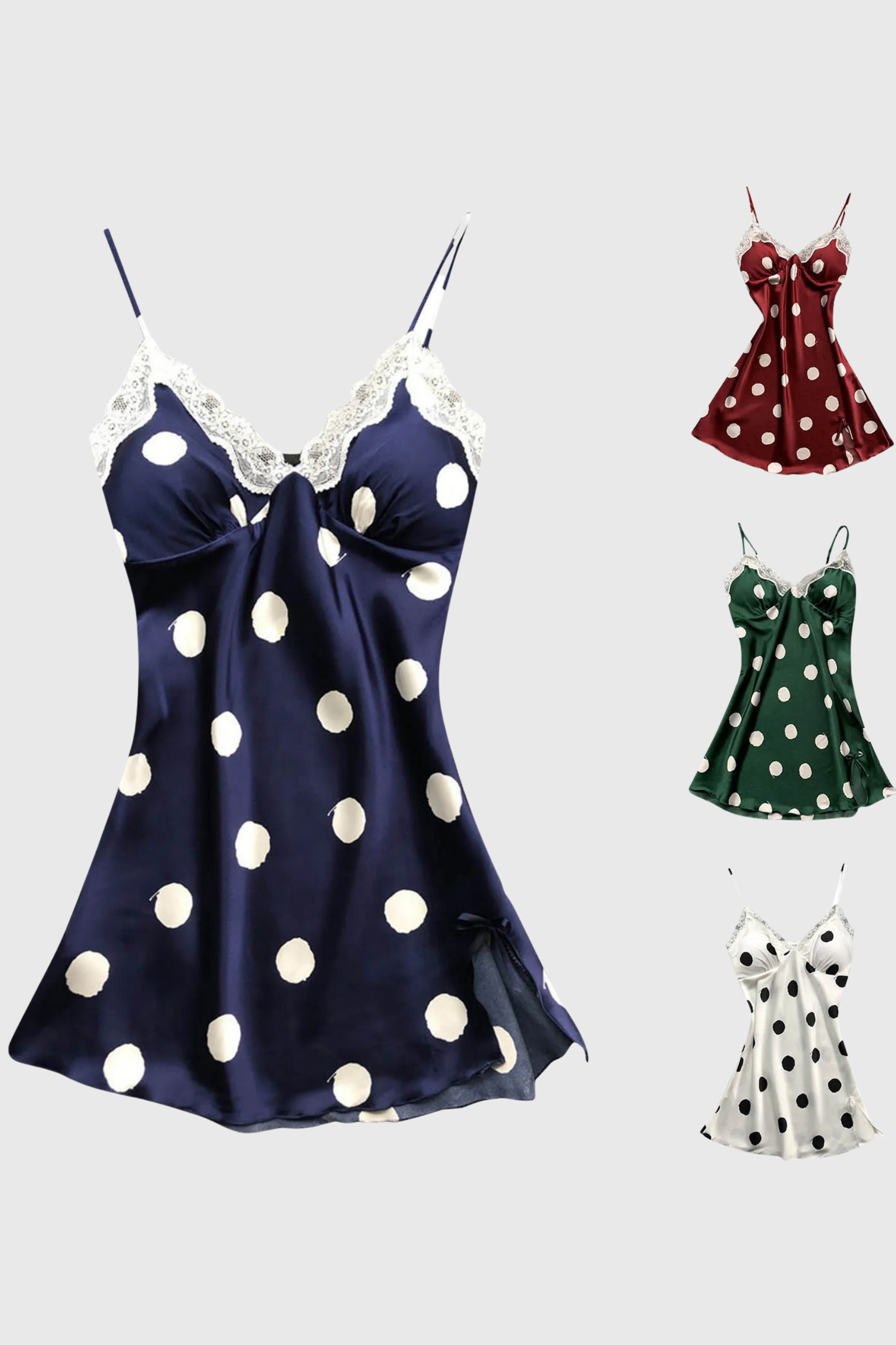 Polka Dot Silk Satin Nighty - A0153
