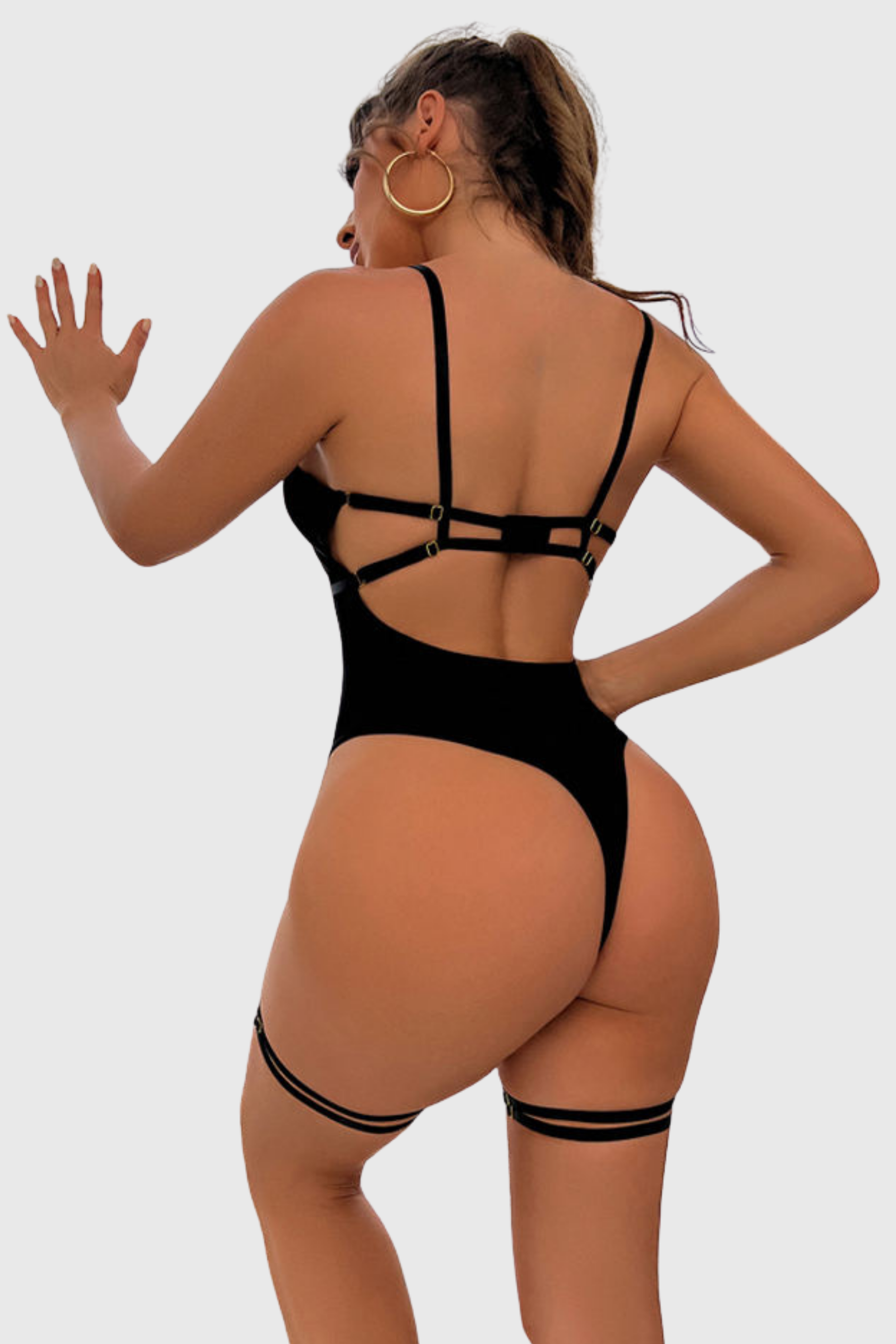 Sexy One-piece Lingerie Bodysuit With Leg Loops - S68236